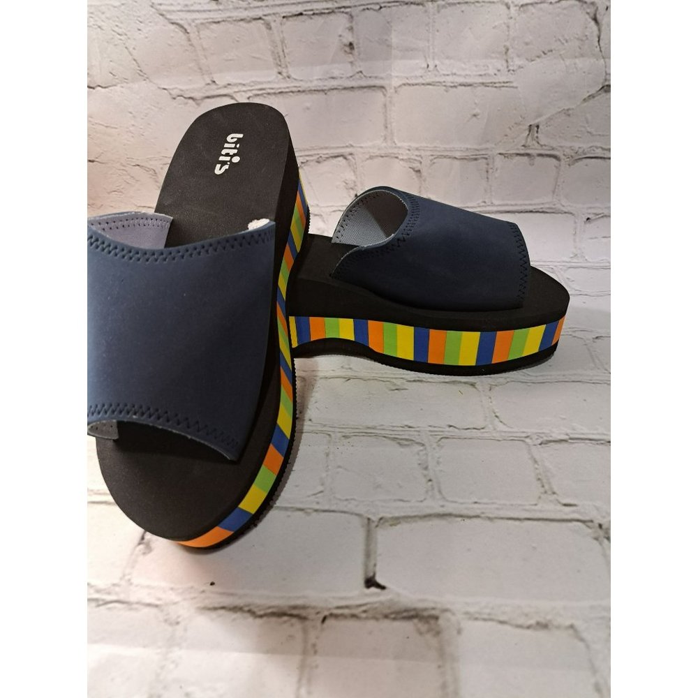 BITIS Super cool lightweight LNavy with bright color accent heels platform sanda